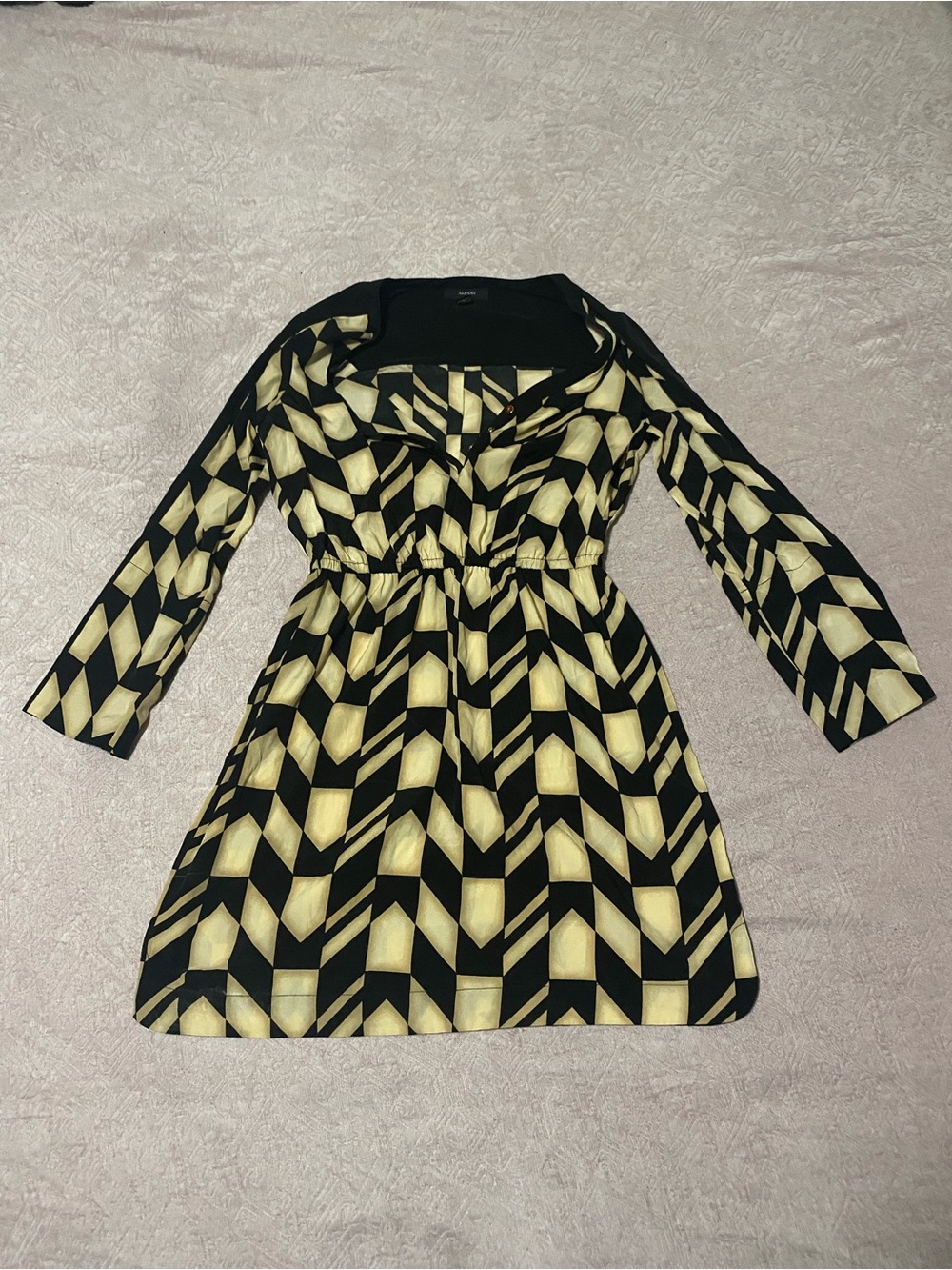 Alfani Black and Cream Geometric Dress